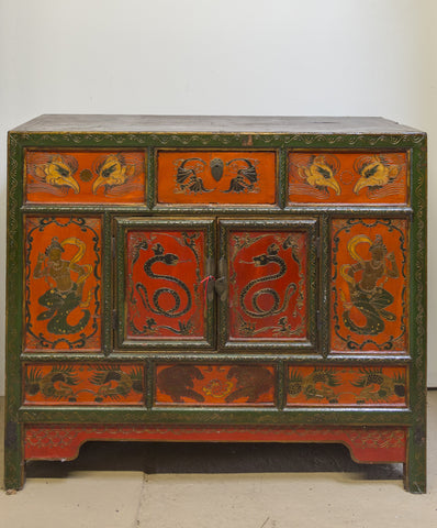 Tibetan Lacquered Wooden Chest